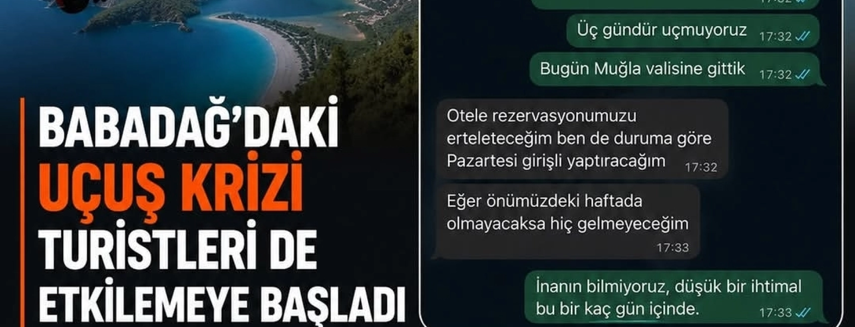 Babadağ'daki Uçuş Krizi Fethiye Turizmini de Etkilemeye Başladı